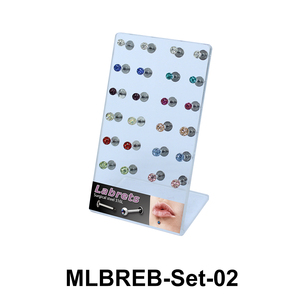 24 Rainbow Balls Labret Piercing Set MLBREB-Set-02