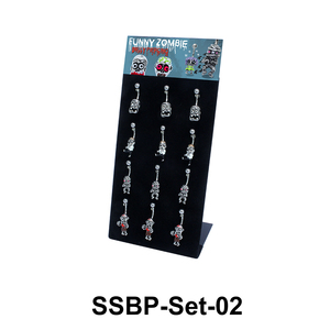 12 Funny Zombie Belly Piercing Set SSBP-Set-02