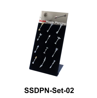 12 Double Nipple Piercing Set SSDPN-SET-03