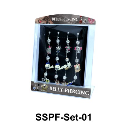 12 Funny Animals Belly Piercing Set SSPF-Set-01