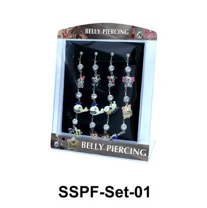 12 Funny Animals Belly Piercing Set SSPF-Set-01