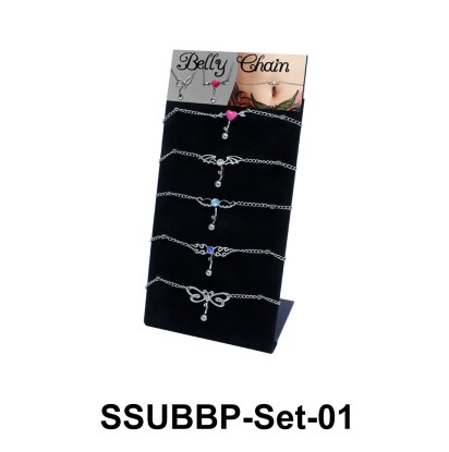 5 Belly Piercing Chain Set SSUBBP-Set-01