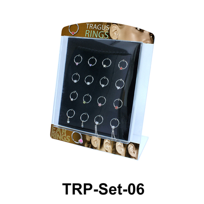 16 Tragus Piercing Rings Set TRP-Set-06