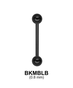 0.8 mm Black Plate Straight Barbell balls with threading 1.0 mm BKMBLB