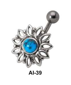 Stone Set Flower Belly Piercing AI-39