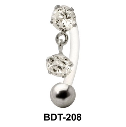 Dual Stone Dangling Belly Piercing BDT-208