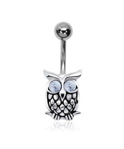 Stone Set Owl Belly Piercing BOWL-02