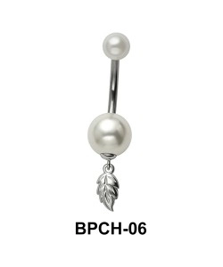 Pearly & Leafy Dangling Belly Piercing BPCH-06