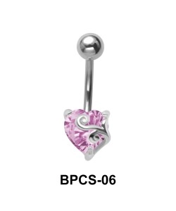 Heart Cut CZ Belly Piercing BPCS-06