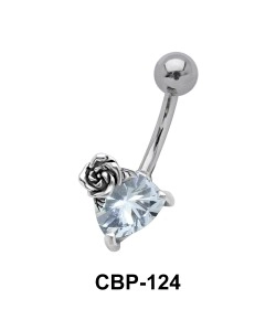 Heart with Rose Belly CZ Crystal CBP-124