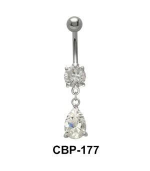 Round n Pear Shaped Stone Set Belly Piercing CBP-177