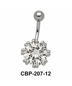 Flower Designed Belly CZ Crystal CBP-207-12