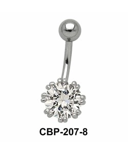 Flower Designed Belly CZ Crystal CBP-207-8