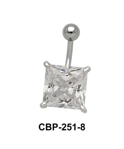 Belly Piercing with Princess Cut CZ CBP-251-8