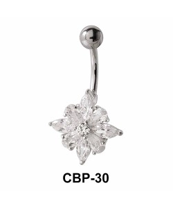 Floral Designed Stone Set Belly CZ Crystal CBP-30