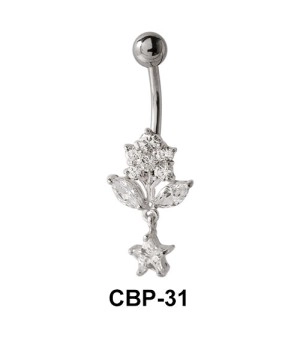 Flower Shaped CZ Belly Piercing CBP-31