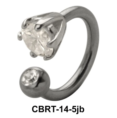 Prong Set Stone Belly Piercing Circular Barbell CBRT-14-5jb