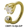 Prong Set Stone Belly Piercing Circular Barbell CBRT-14-5jb