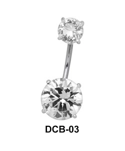 Dual Stone Set Belly CZ Crystal DCB-03