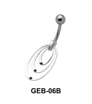 Stone Set Concentric Circle Belly Rings GEB-06B