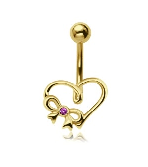 Heart with Bow Shaped Ribbon Belly HR-52-GP