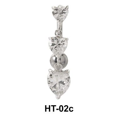 Multiple Stone Heart Belly Piercing HT-02c