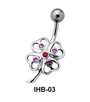 Stone Set Flower Belly Piercing IHB-03