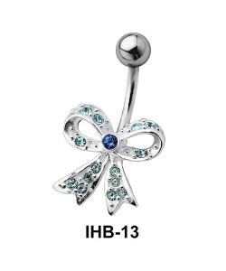 Stone Encrusted Bow Belly Piercing IHB-13