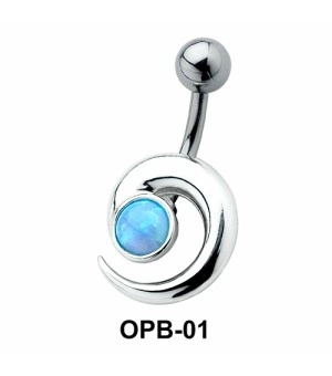 Stone Set Comma Belly Piercing OPB-01