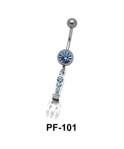 Stones Encrusted Fork Belly Piercing PF-101