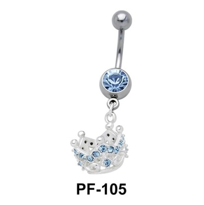 Crown with Stones Belly Piercing PF-105