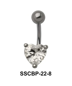 Prong Set Heart Belly CZ Crystal SSCBP-22-8