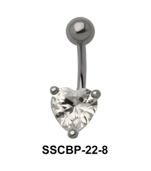 Prong Set Heart Belly CZ Crystal SSCBP-22-8