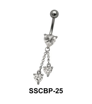 Hearts CZ Belly Piercing SSCBP-25