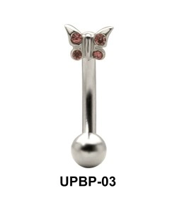 Stone Studded Butterfly Upper Belly Piercing UPBP-03