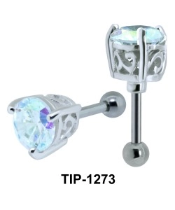Ear Piercing with Round Cut Stone TIP-1273 