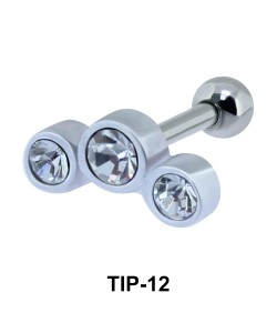 3 Stoned Helix Piercing TIP-12