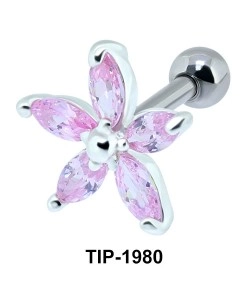 Floral Stone Helix Ear Piercing TIP-1980