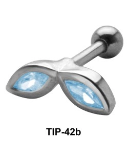 Stone Set Leaves Shaped Helix Piercing TIP-42b