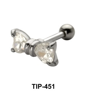 Stone Set Bow Shaped Helix TIP-451
