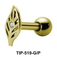 Stone Set Leaf Shaped Helix Piercing TIP-519
