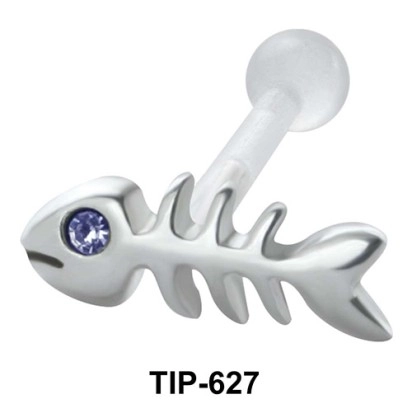 Stone Set Fish Bone Shaped PTFE Internal Barbells TIP-627