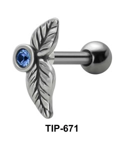 Stone Set Leaf Shaped Helix Piercing TIP-671