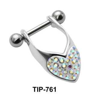 Stone Studded Heart Dangler Upper Ear Cartilage Mini Shields TIP-761