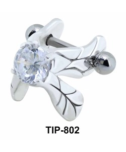 Stone Set Leaves Shaped Upper Ear Cartilage Shields TIP-802