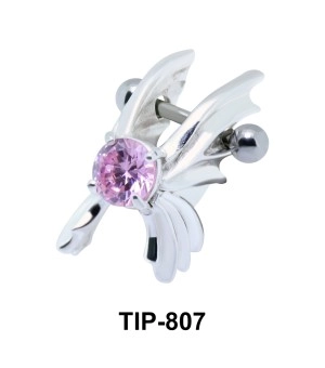 Stone Set Wings Dangler Upper Ear Cartilage Shields TIP-807