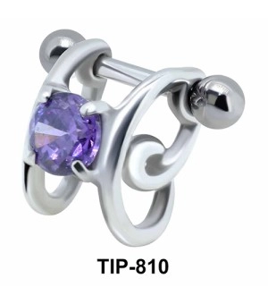 Stone Set Dangler Upper Ear Cartilage Shields TIP-810