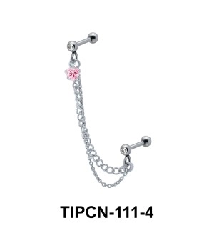 Pink Stone Set Upper Ear Piercing Chain TIPCN-111-4