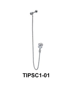 Flower Dangling Ear Piercing with Stud Chain TIPSC1-01