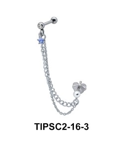 Blue Star Stone Ear Chain Piercing TIPSC2-16-3